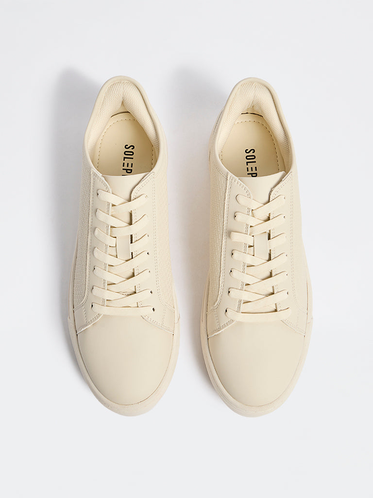 SOLEPLAY Beige Self-Textured Lace-Up Sneakers