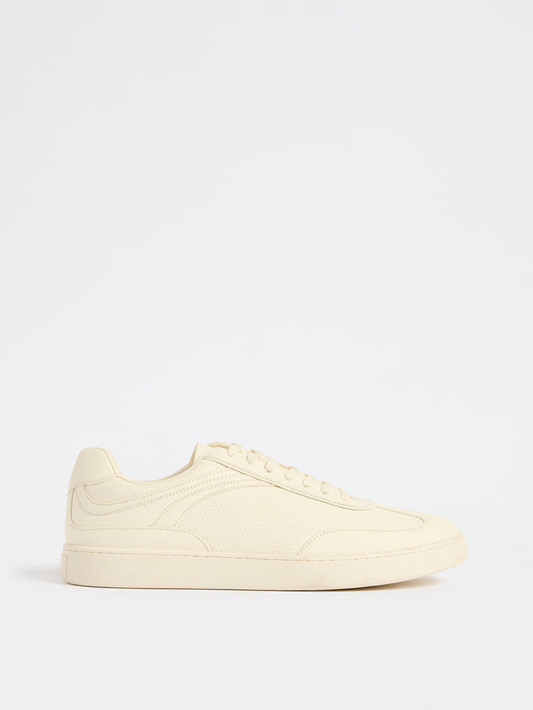 SOLEPLAY Ivory Perforated Lace-Up Sneakers