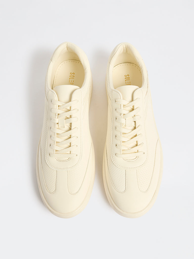 SOLEPLAY Ivory Perforated Lace-Up Sneakers