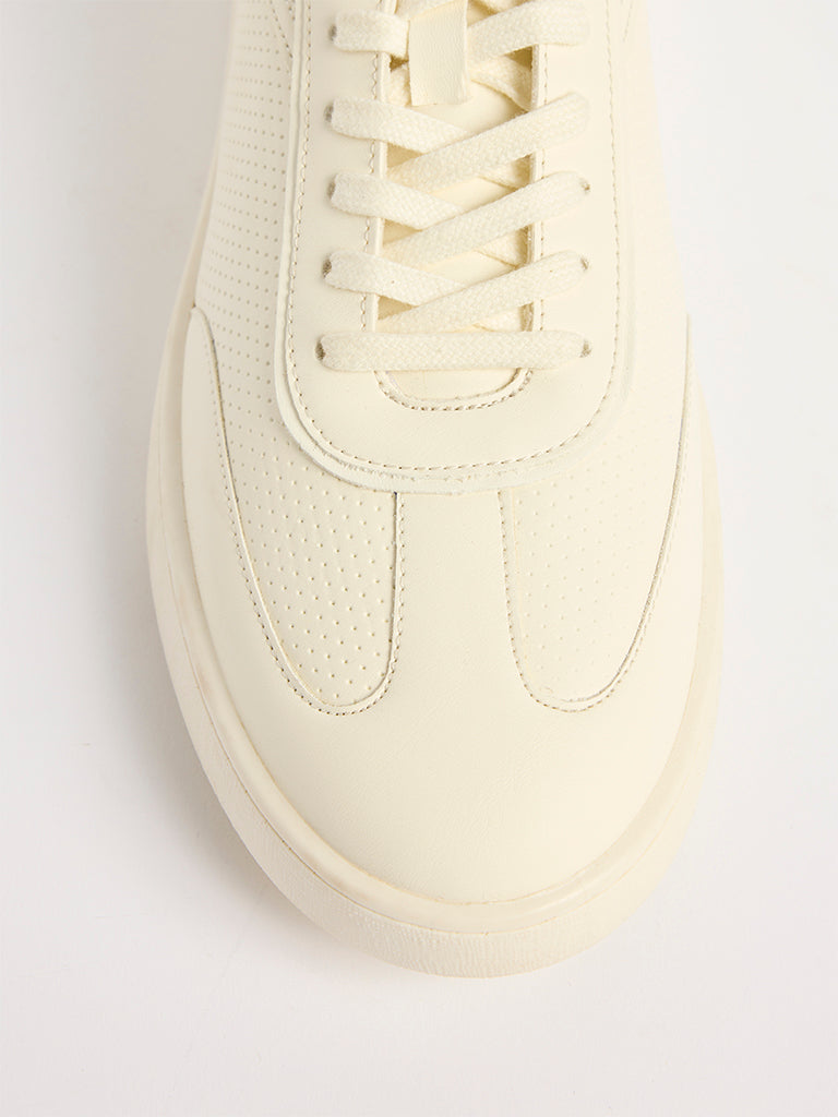 SOLEPLAY Ivory Perforated Lace-Up Sneakers