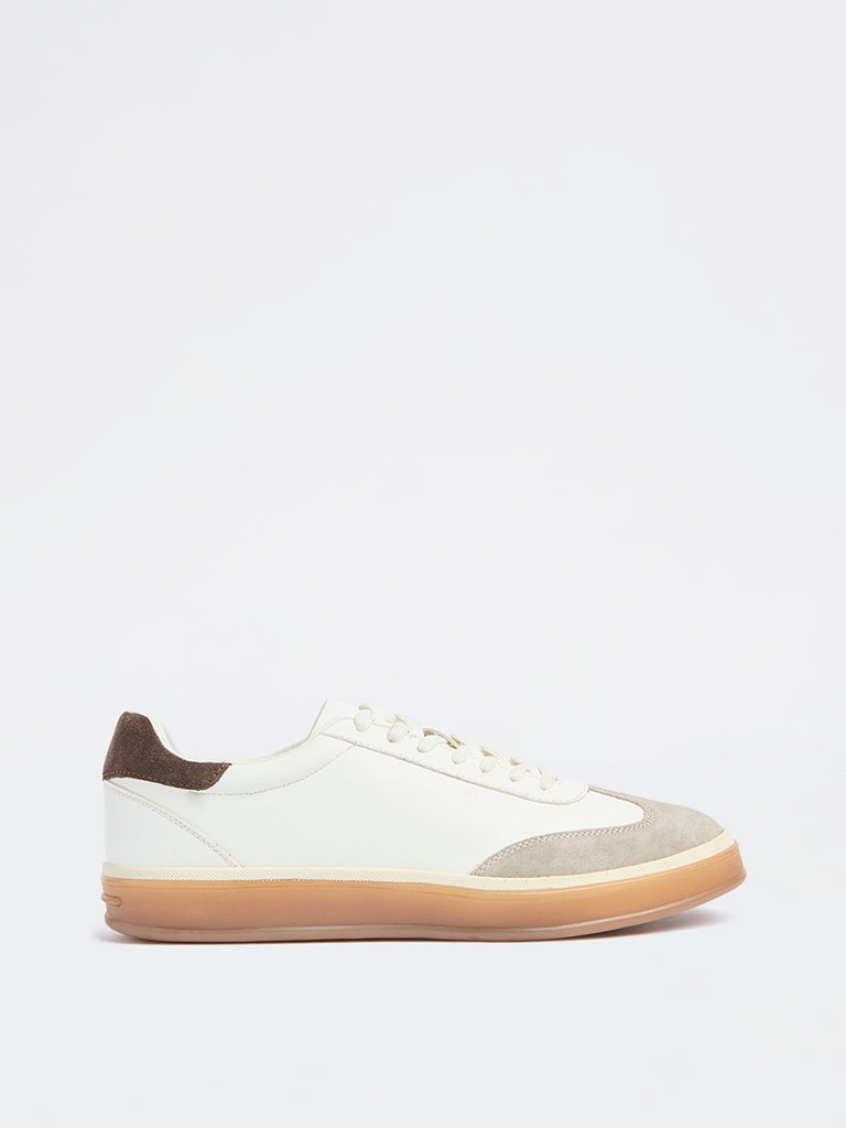 SOLEPLAY White Suede Detailed Lace-Up Sneakers