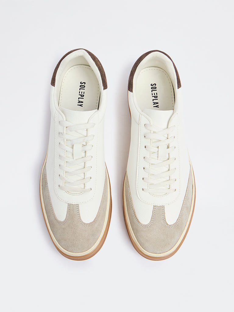 SOLEPLAY White Suede Detailed Lace-Up Sneakers