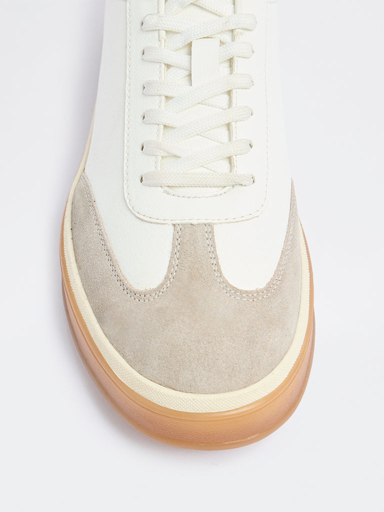 SOLEPLAY White Suede Detailed Lace-Up Sneakers