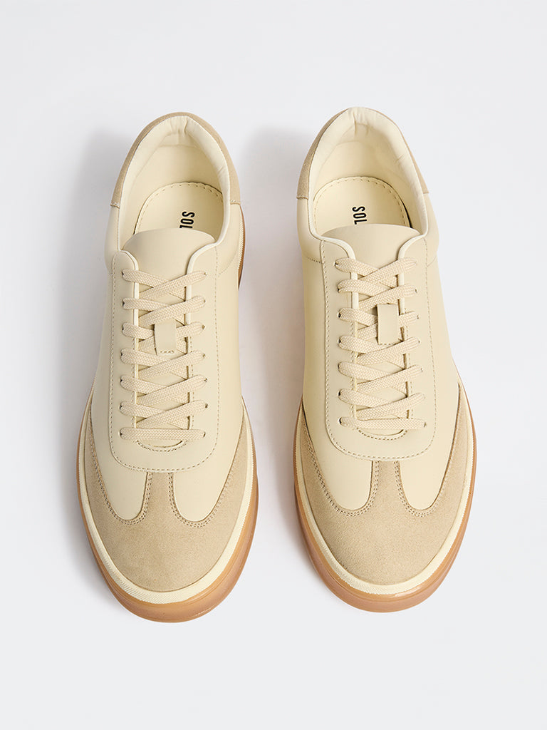 SOLEPLAY Beige Contrast-Detailed Lace-Up Sneakers