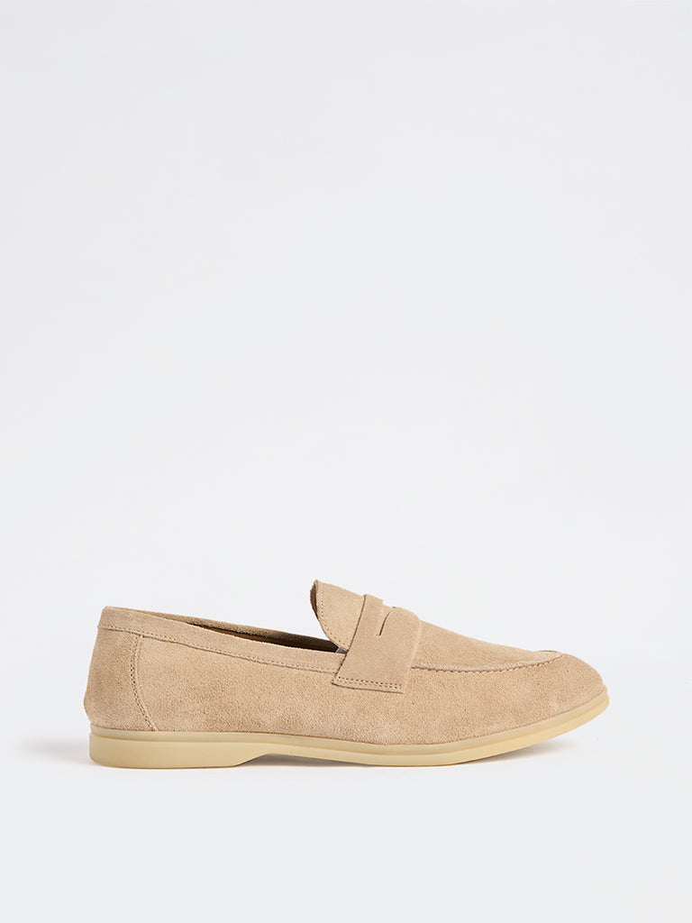 SOLEPLAY Beige Suede Penny Loafers