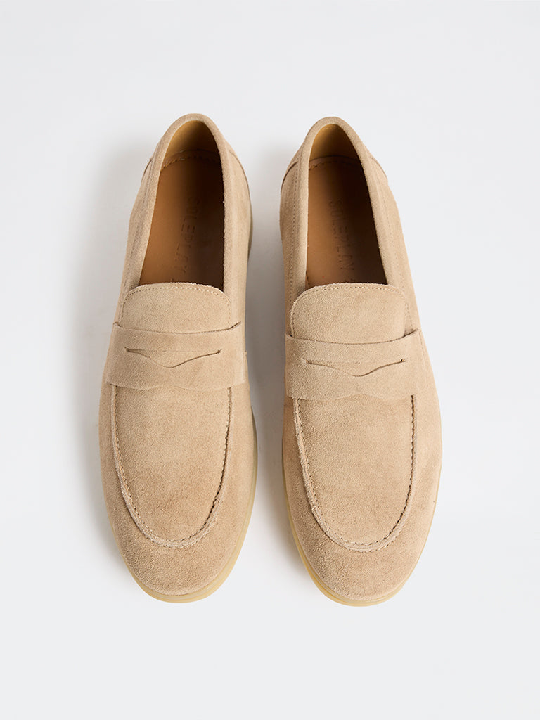 SOLEPLAY Beige Suede Penny Loafers