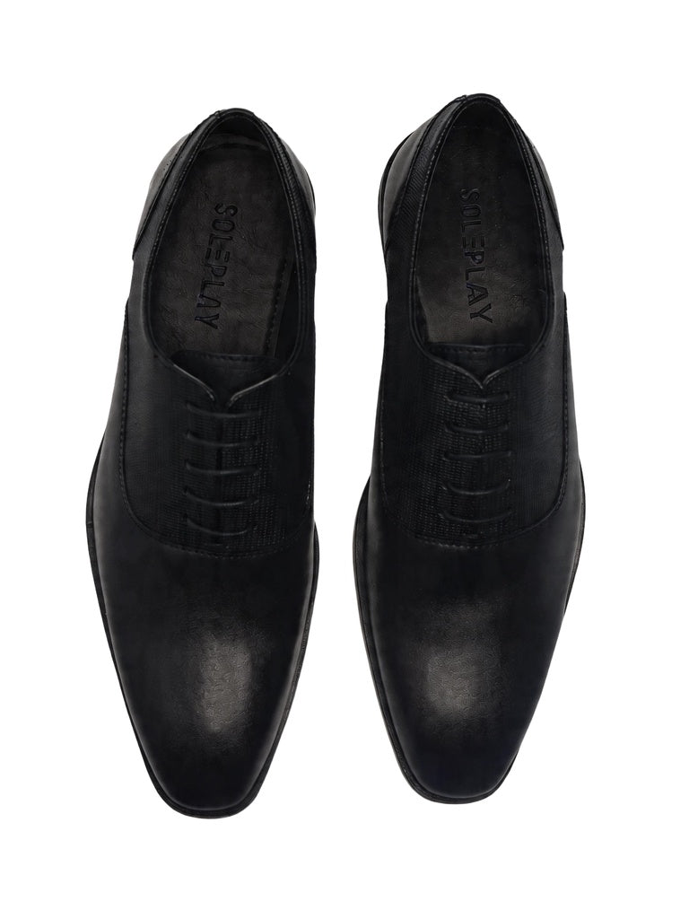 SOLEPLAY Black Lace-Up Oxford Formal Shoes