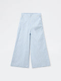 Utsa Kids Girls Light Blue Striped Mid-Rise Cotton-Blend Pants - (8-14 yrs)