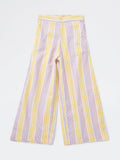 Utsa Kids Girls Lilac Striped Mid-Rise Cotton-Blend Pants - (8-14 yrs)