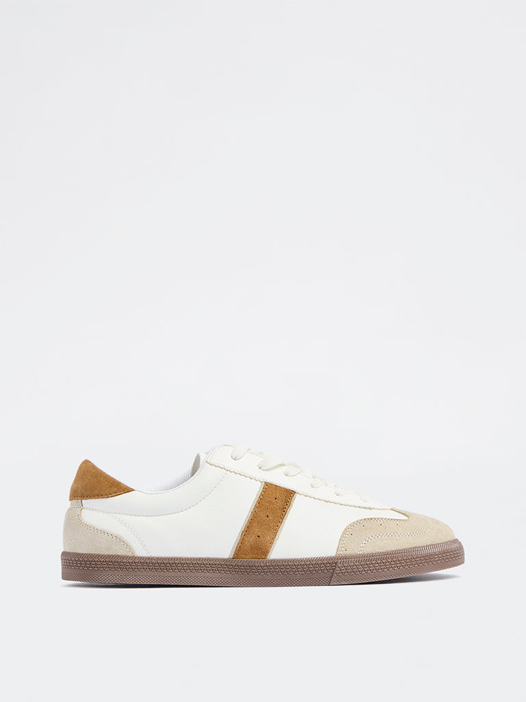 SOLEPLAY White Colour-Blocked Lace-Up Sneakers