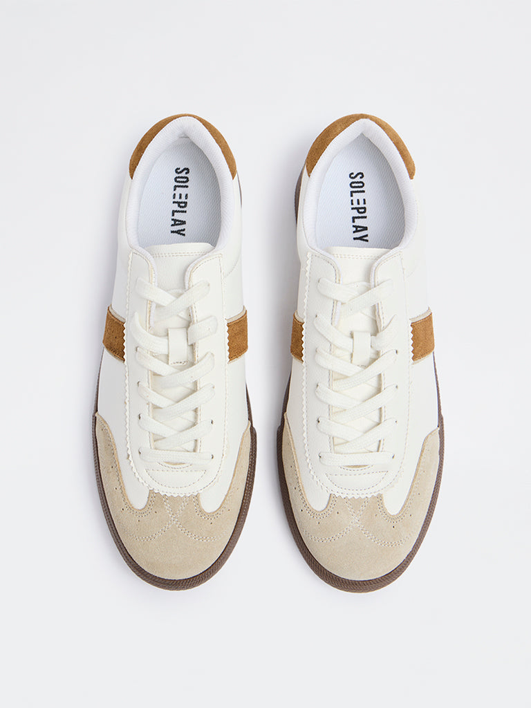 SOLEPLAY White Colour-Blocked Lace-Up Sneakers
