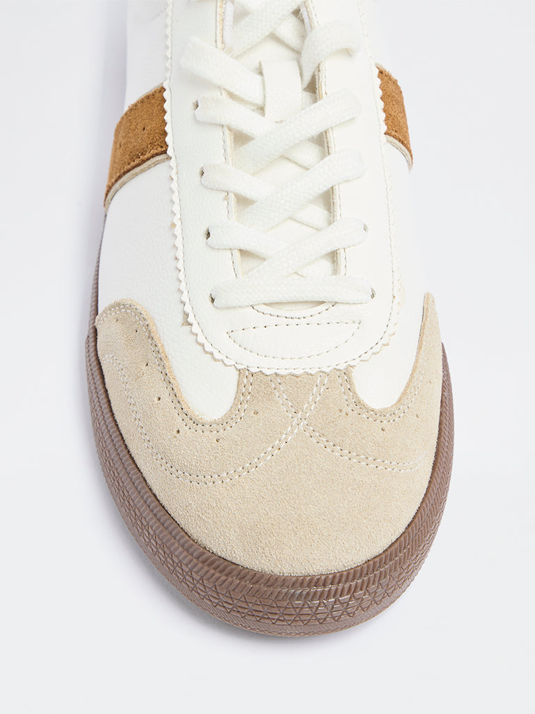 SOLEPLAY White Colour-Blocked Lace-Up Sneakers