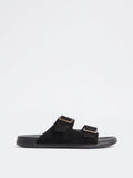 SOLEPLAY Black Dual-Strap Slip-On Sandals