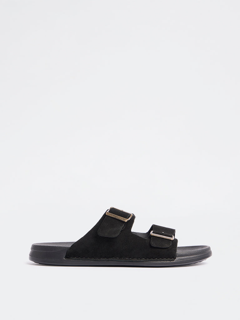 SOLEPLAY Black Dual-Strap Slip-On Sandals