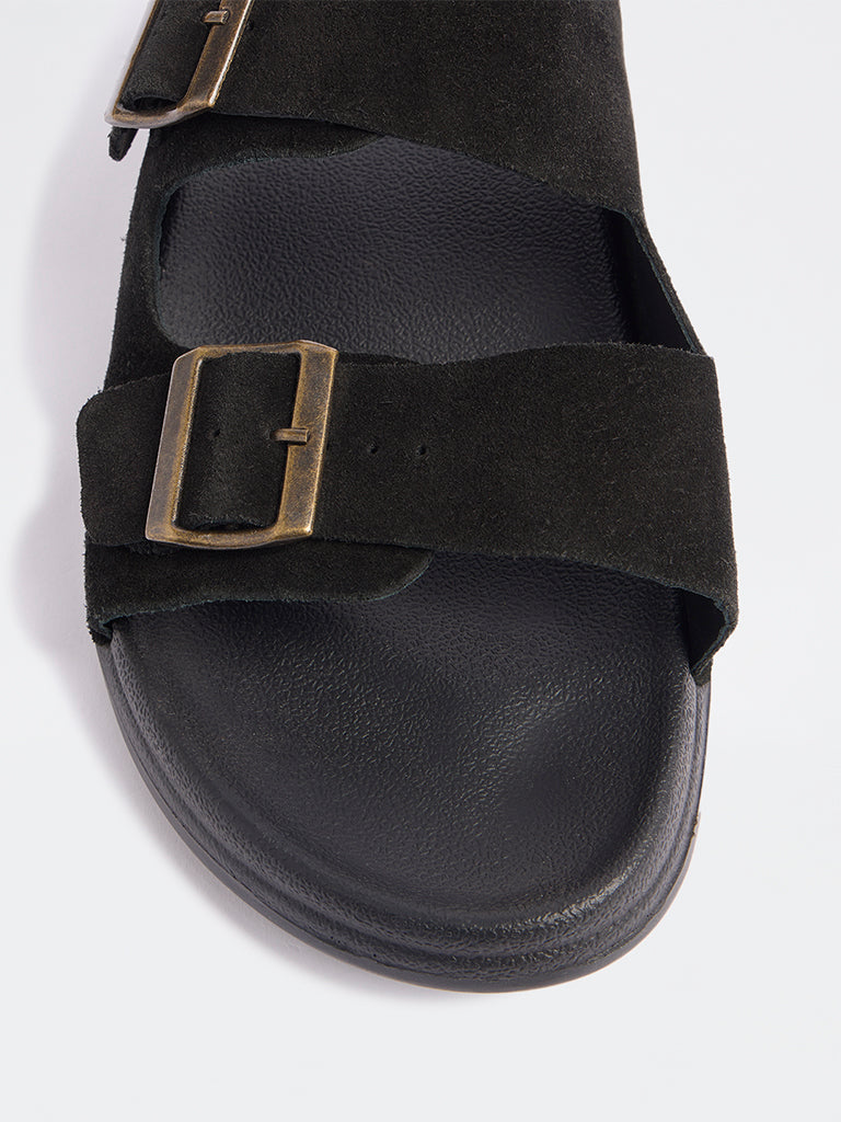 SOLEPLAY Black Dual-Strap Slip-On Sandals
