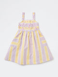 Utsa Kids Girls Multicolour Striped A-Line Cotton-Blend Dress - (2-8 yrs)