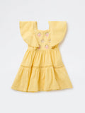 Utsa Kids Girls Yellow Embroidered A-Line Cotton Dress - (2-8 yrs)