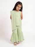 Utsa Kids Girls Mint Embroidered A-Line Kurta and Sharara Set - (2-8 yrs)