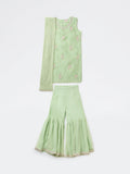 Utsa Kids Girls Mint Embroidered A-Line Kurta and Sharara Set - (8-14 yrs)