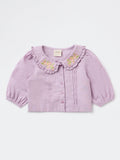 Utsa Kids Girls Lilac Embroidered Cotton-Blend Top - (2-8 yrs)