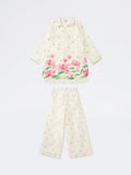 Utsa Kids Girls Off-White Floral Printed Blouse and Pants Set - (8-14 yrs)