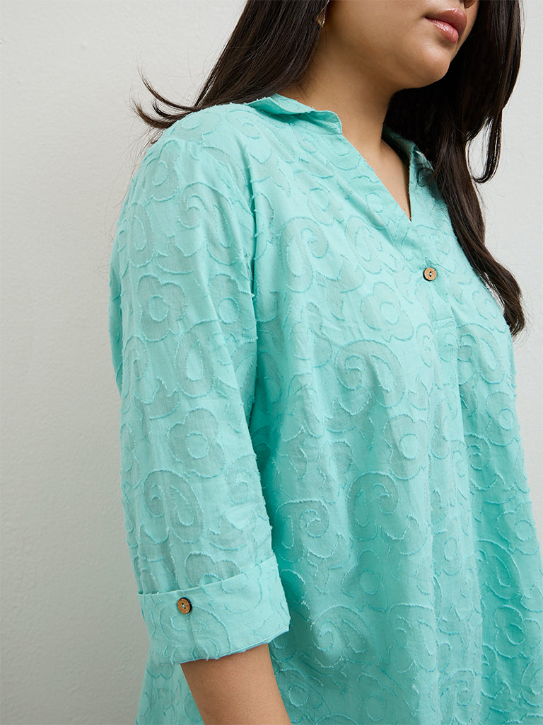 Diza Turquoise Paisley Textured Tunic