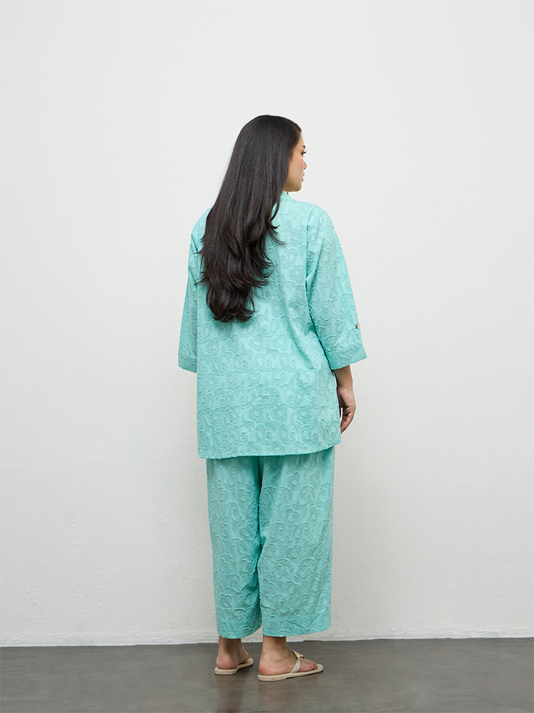Diza Turquoise Paisley Textured Tunic