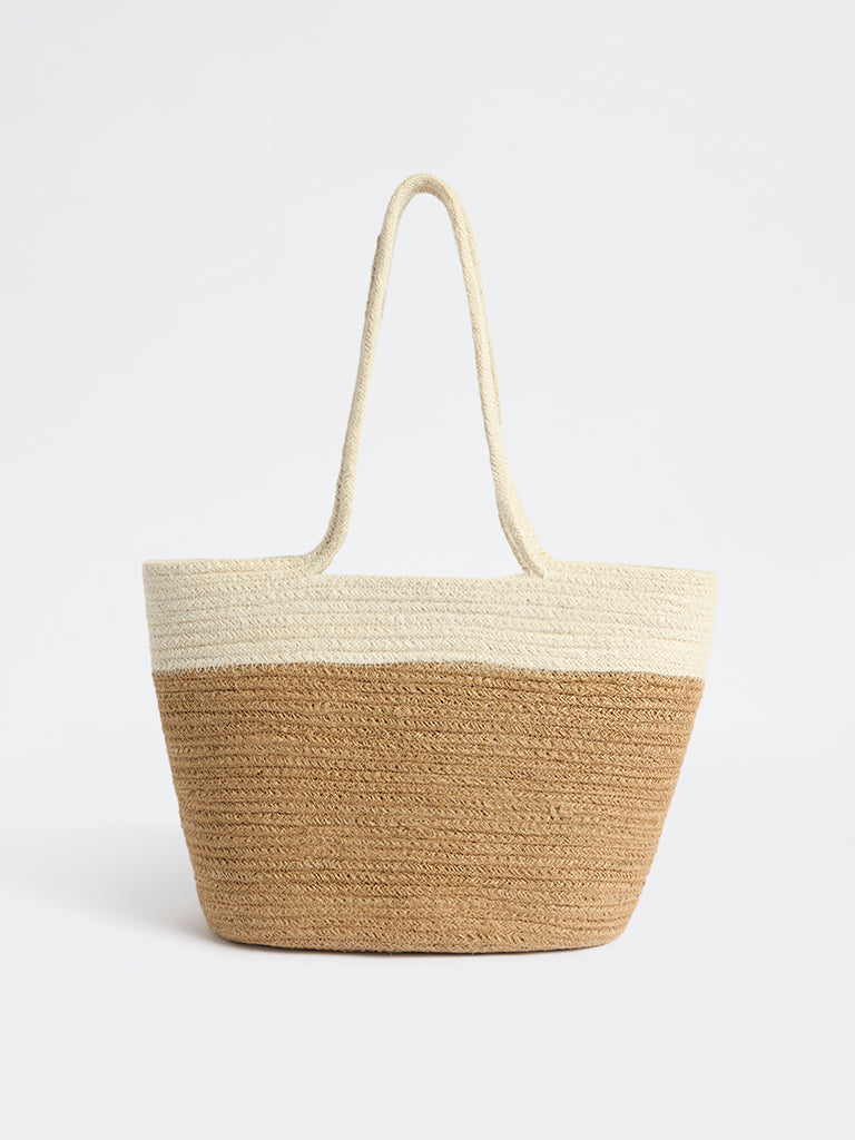 Westside Home Brown Jute Textured Lunch Bag