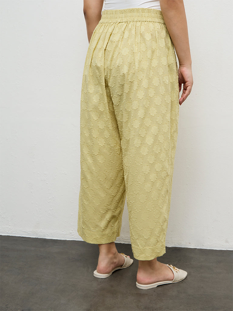 Diza Lime Floral Textured Pants