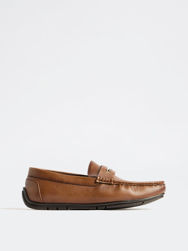 SOLEPLAY Tan Hardware-Detailed Textured Loafers