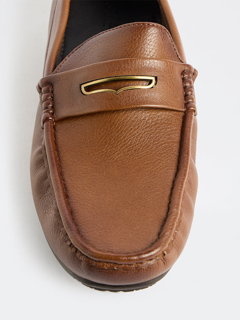 SOLEPLAY Tan Hardware-Detailed Textured Loafers