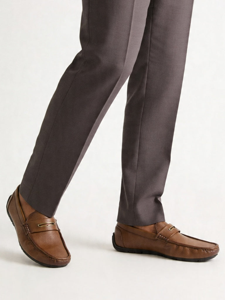 SOLEPLAY Tan Hardware-Detailed Textured Loafers