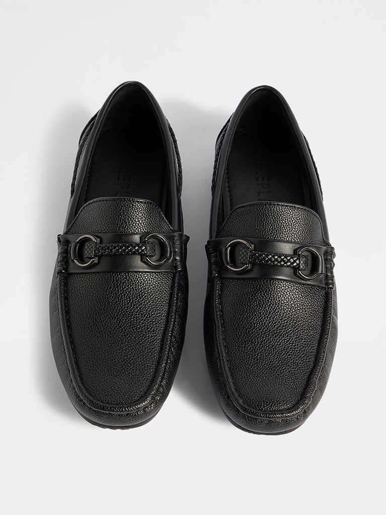SOLEPLAY Black Braided Strap Driving Loafers