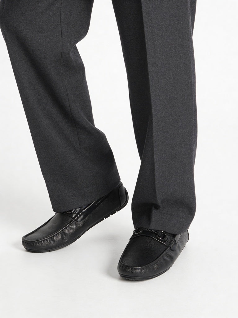 SOLEPLAY Black Braided Strap Driving Loafers