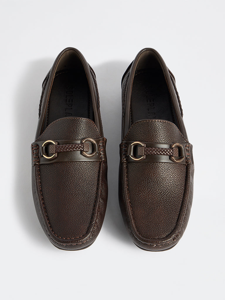 SOLEPLAY Brown Textured Loafers