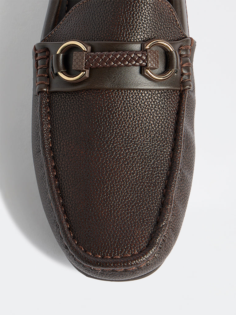 SOLEPLAY Brown Textured Loafers