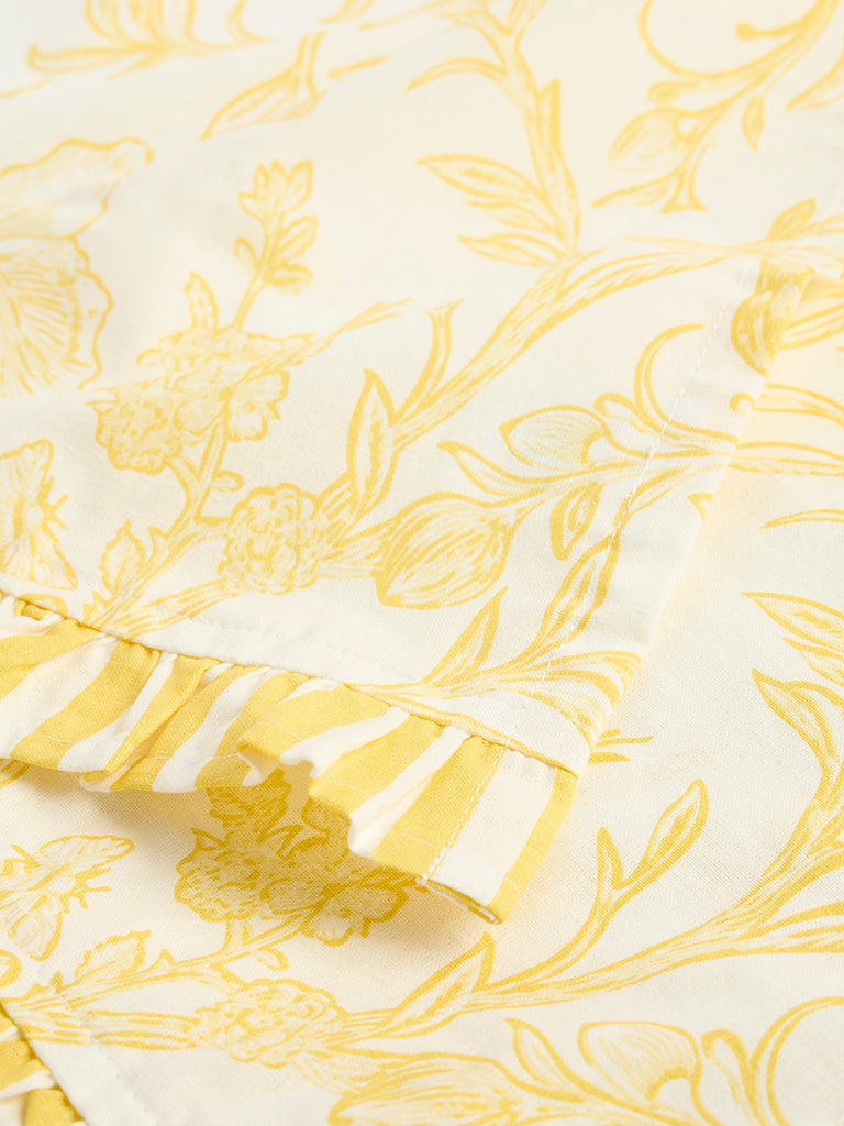 Westside Home Yellow Botanical Design Placemats - (Set of 4)
