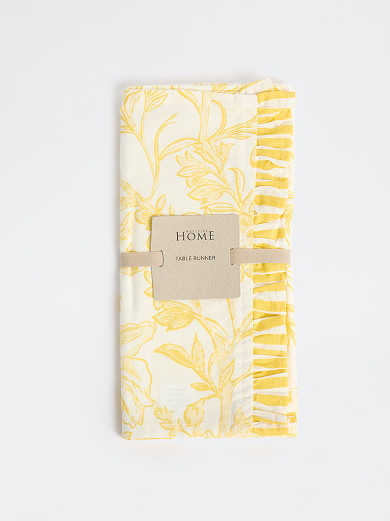 Westside Home Yellow Botanical Design Table Runner