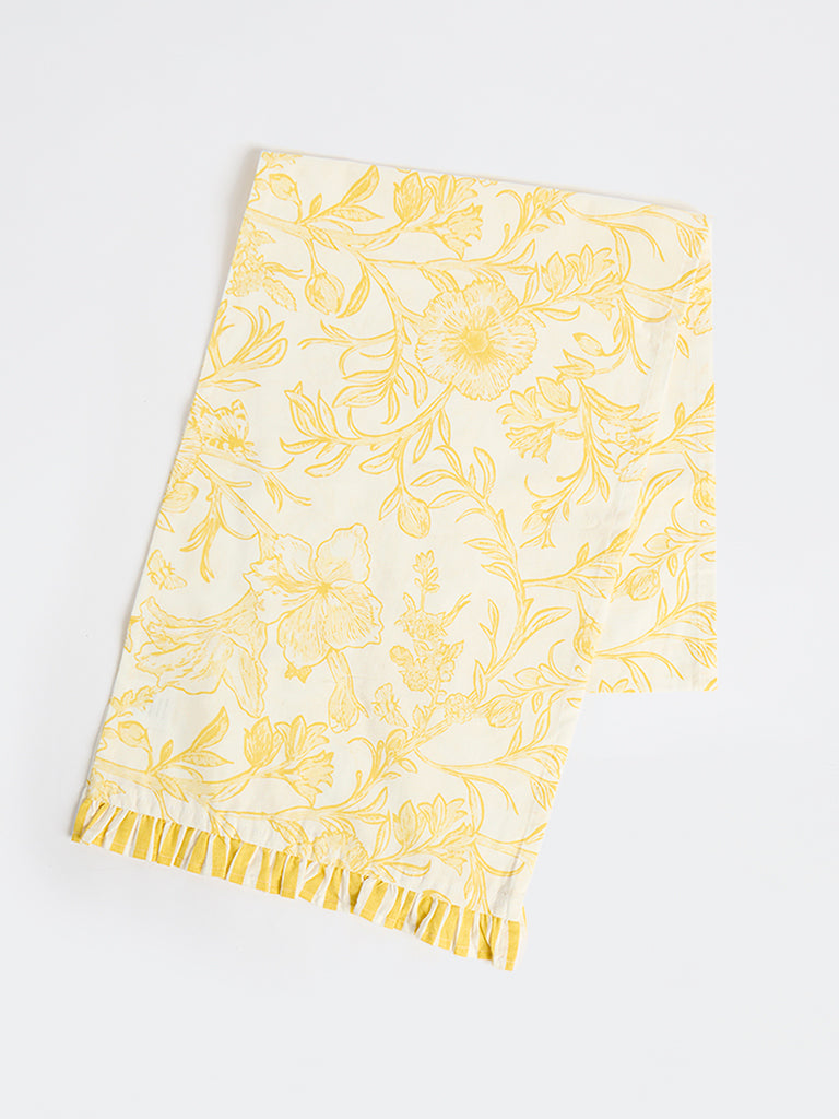 Westside Home Yellow Botanical Design Table Runner