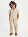 HOP Kids Boys Light Beige Embroidered Cotton-Blend Shirt