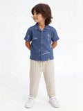 HOP Kids Boys Navy Embroidered Cotton Shirt