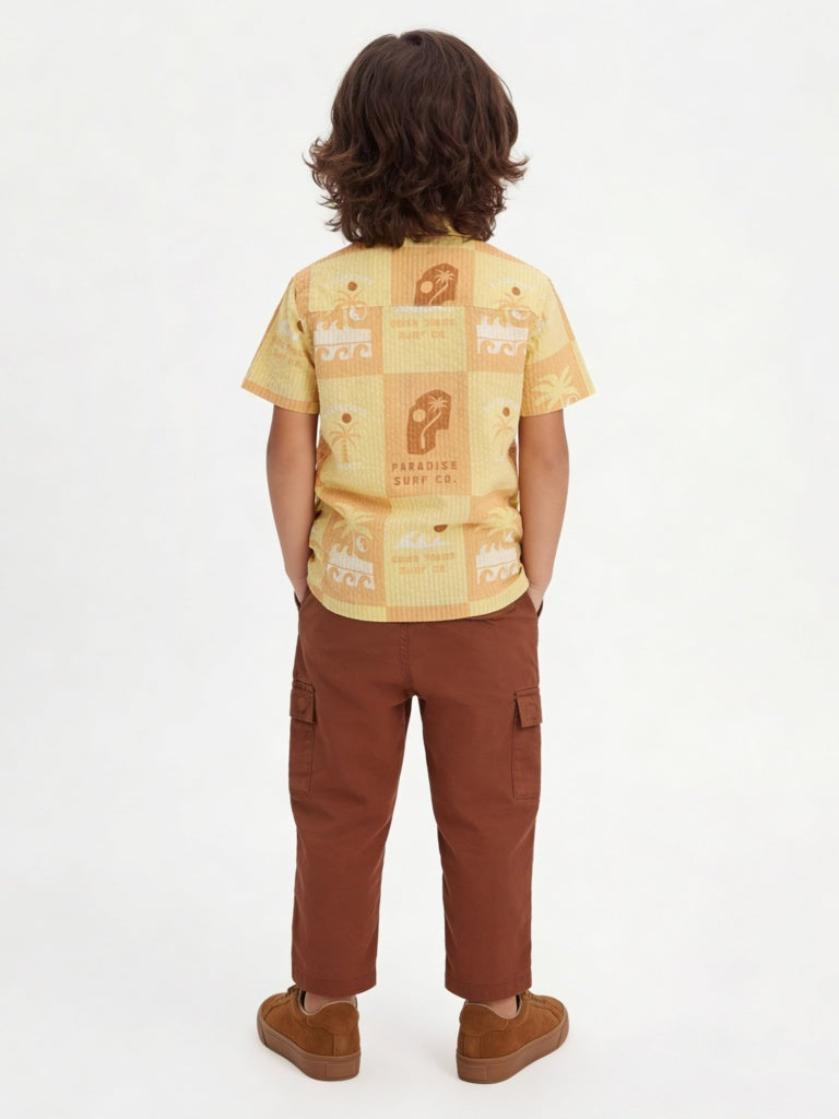 HOP Kids Boys Multicolour Printed Cotton Shirt