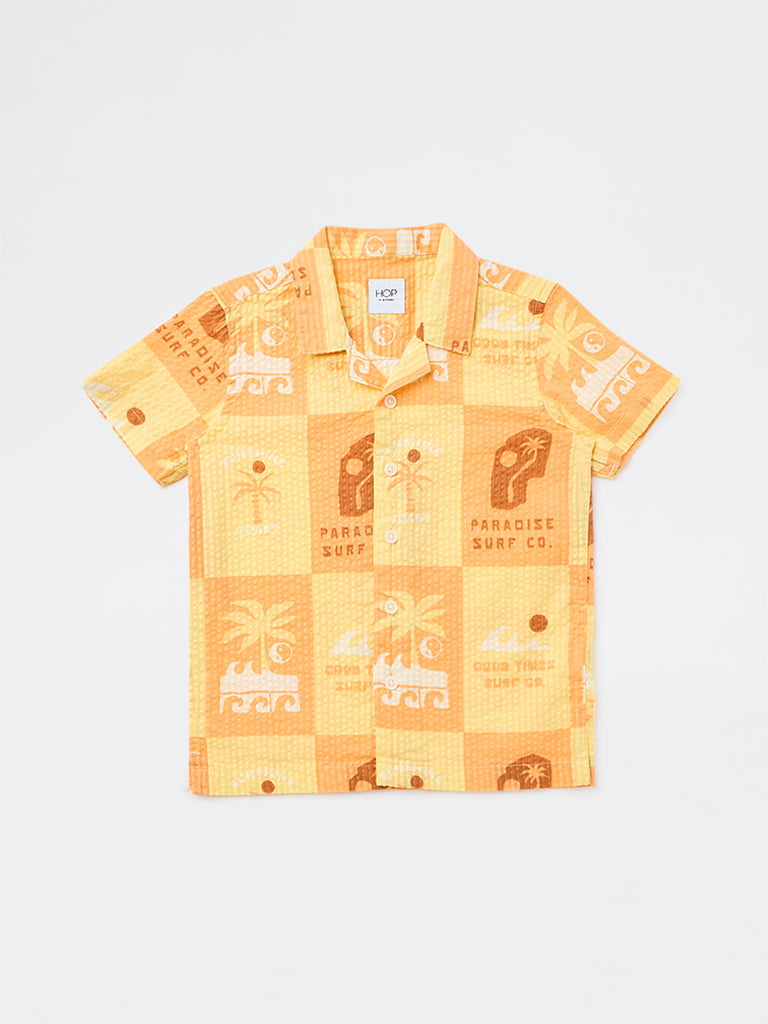 HOP Kids Boys Multicolour Printed Cotton Shirt