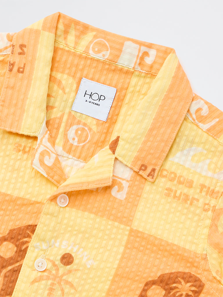 HOP Kids Boys Multicolour Printed Cotton Shirt
