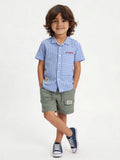 HOP Kids Boys Blue Pinstriped Cotton-Blend Shirt
