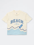 HOP Kids Boys Off-White Beach-Inspired Cotton T-Shirt