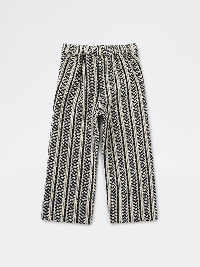 HOP Kids Girls Black Striped Knit Textured High-Rise Pants