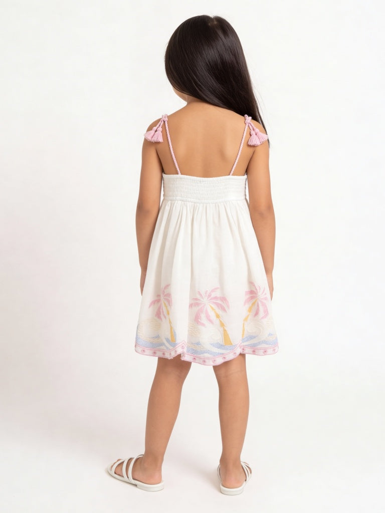 HOP Kids Girls Off-White A-Line Cotton Dress
