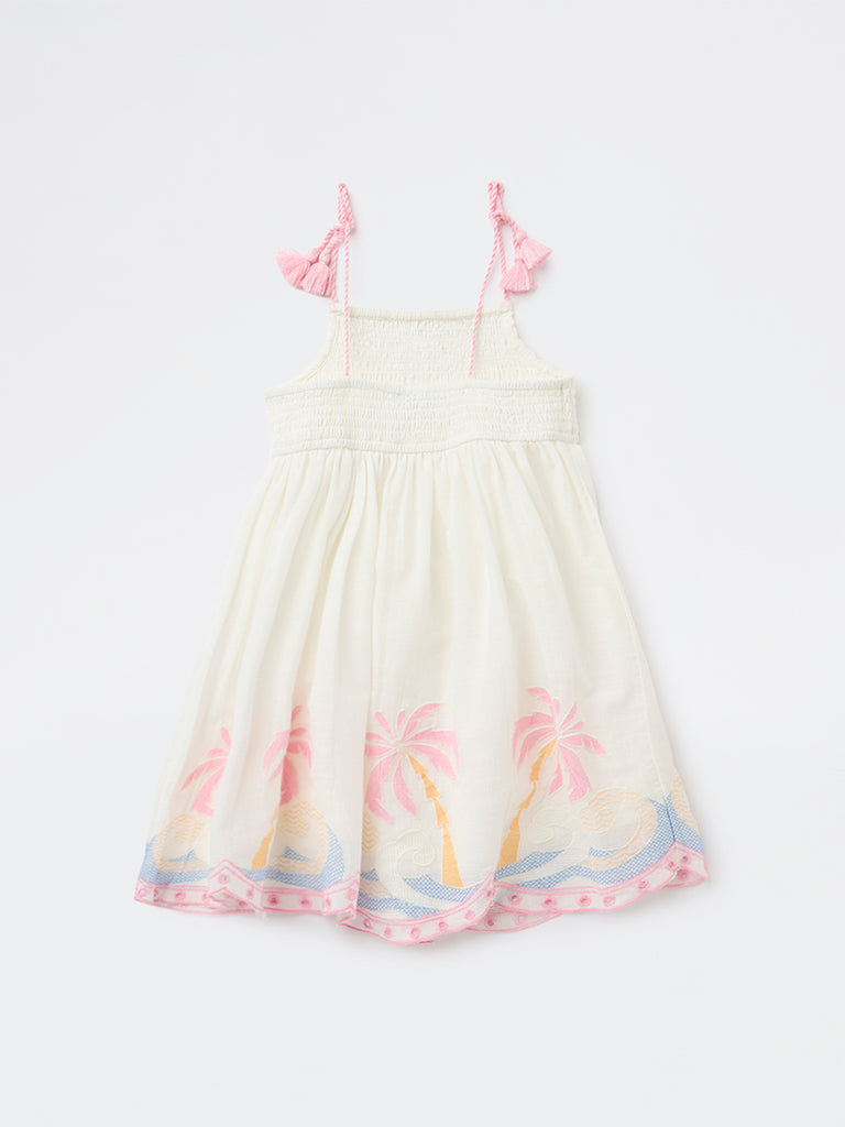 HOP Kids Girls Off-White A-Line Cotton Dress
