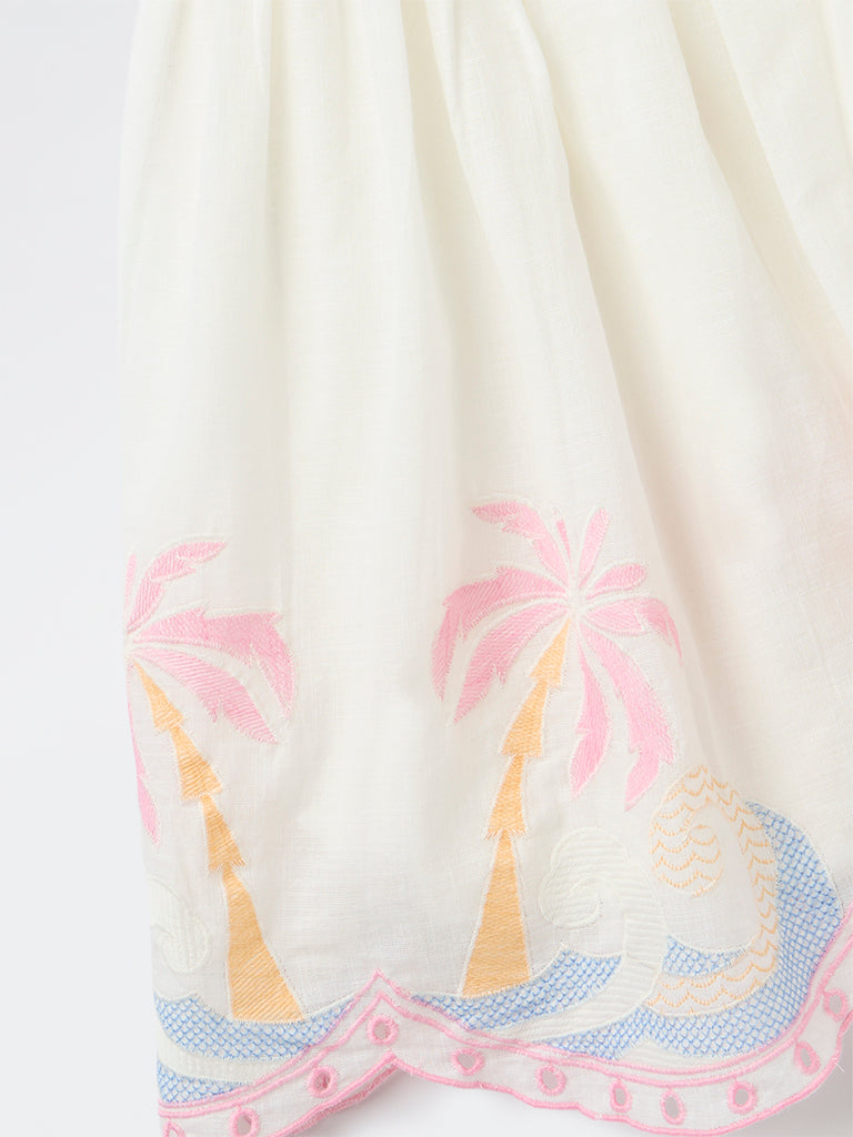 HOP Kids Girls Off-White A-Line Cotton Dress